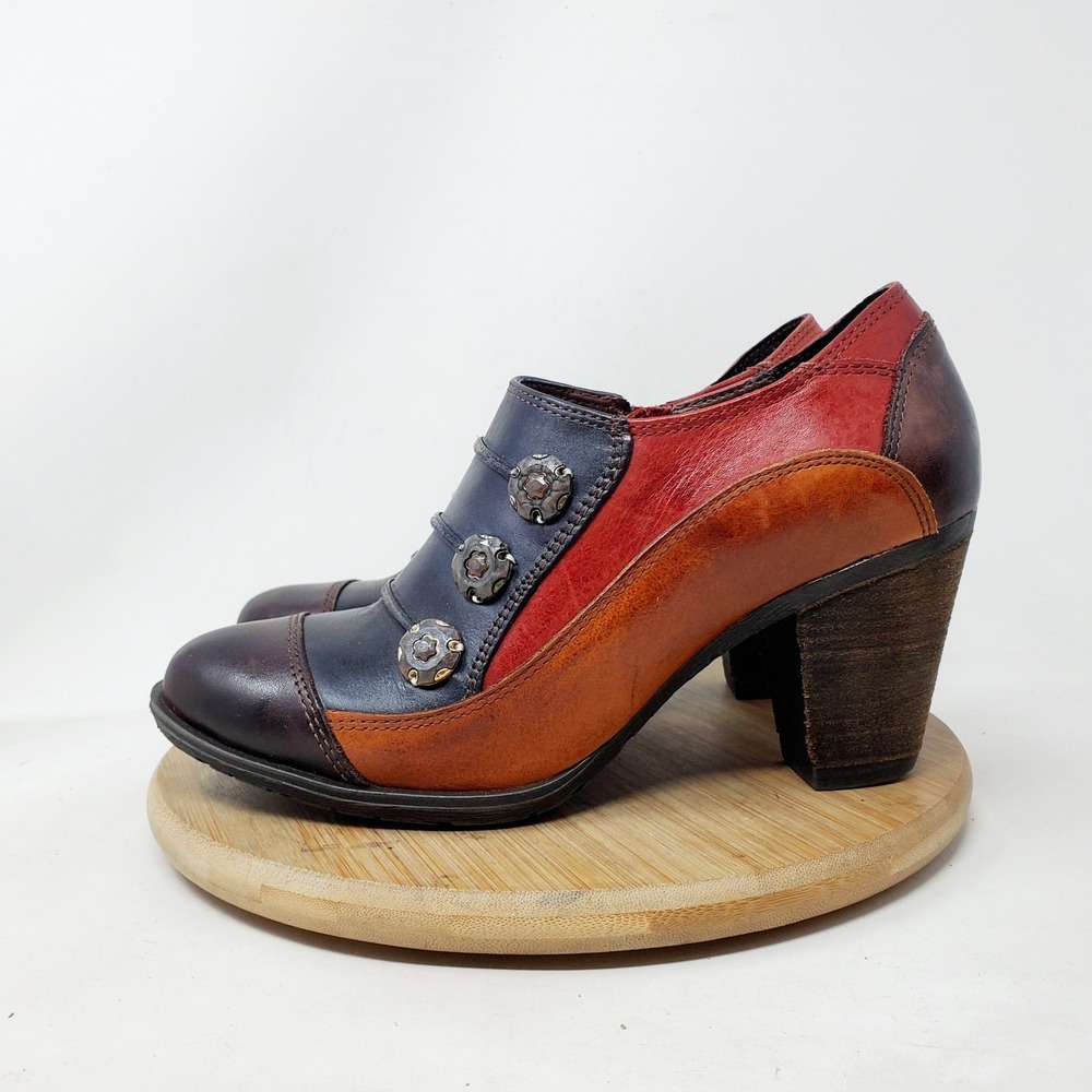 L'Artiste Shoes Women 37 Blueberry Colorful Black Red Retro Patchwork Ankle Boot - Picture 6 of 13